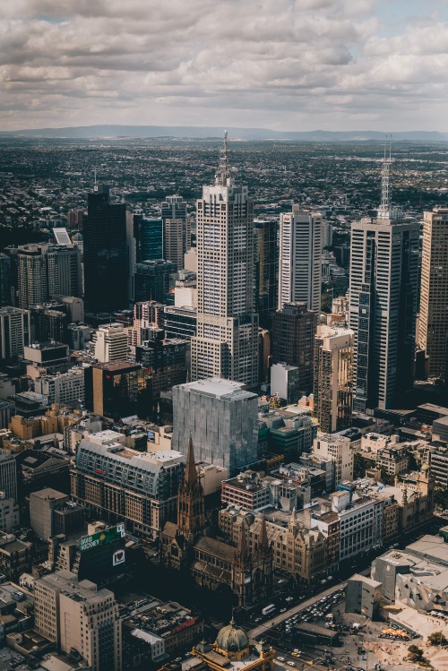 Image aerial view of city buildings during daytime