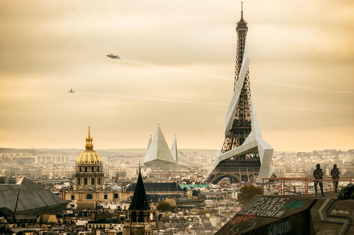 bird flying over the city during daytime