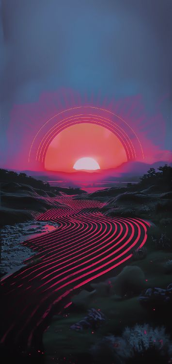 Atardecer, Arte, Naturaleza, Paisaje Natural, Afterglow. Wallpaper in 1179x2489 Resolution