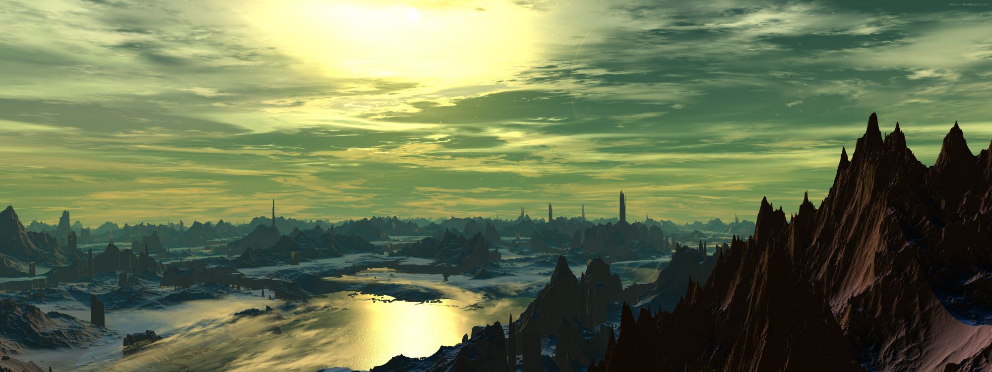 Montaña Cubierta de Nieve Durante el Día. Wallpaper in 5760x2160 Resolution