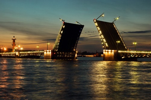 Image Palace Bridge, bridge, Neva River, night, evening