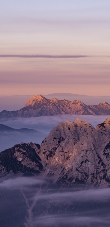 Image summer mountians, mountain, mountain range, summit, afterglow
