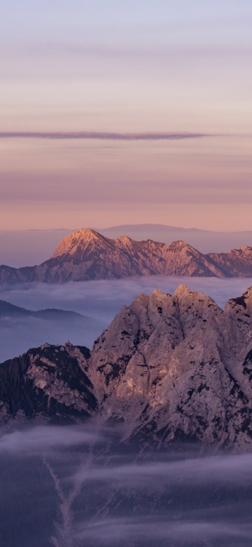Image summer mountians, mountain, mountain range, summit, afterglow