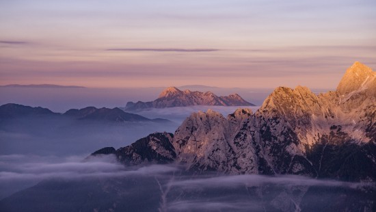 Image summer mountians, mountain, mountain range, summit, afterglow