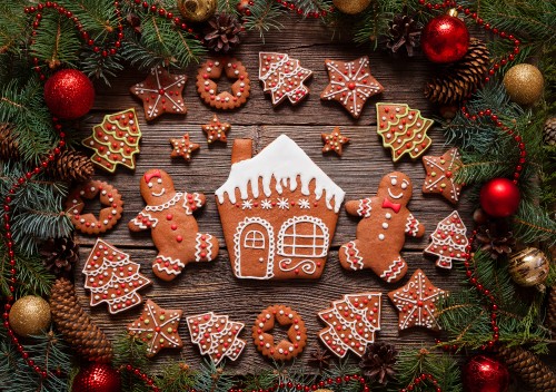 Image gingerbread house, Christmas Day, gingerbread man, new year, christmas tree