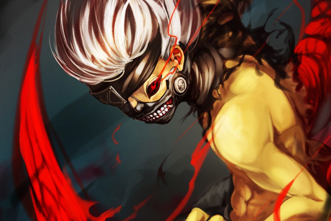 肯kaneki, 东京食尸鬼, 艺术, 东京食尸鬼-漫, 超自然的生物 壁纸 3402x2268 允许