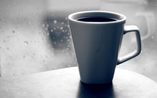 Image white ceramic mug on white table