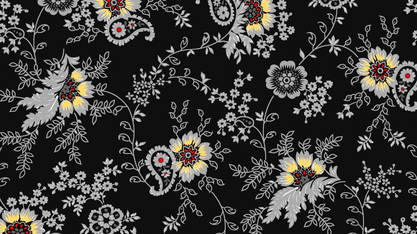 black and white floral textile