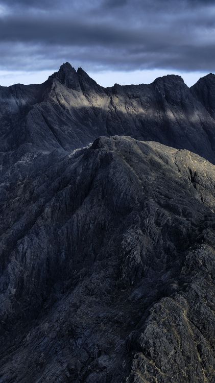 ridge, cloud, mountain, terrain, landscape