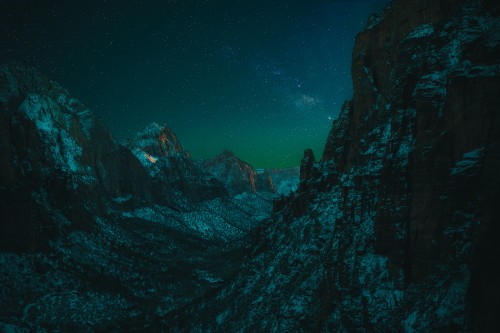 Image space, Angels Landing, national park, night, illustration