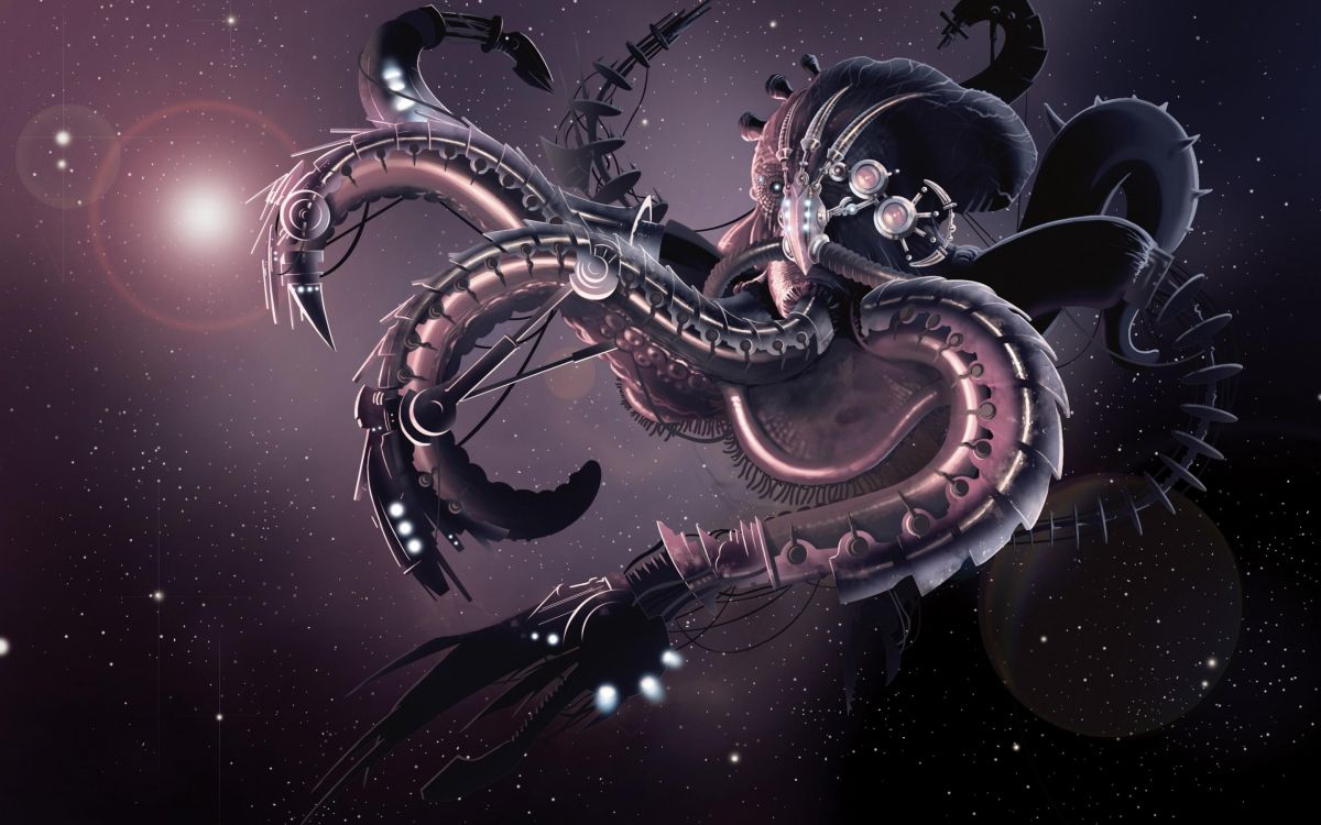 空间, 分形技术, 触角, 星星, 生物 壁纸 2880x1800 允许