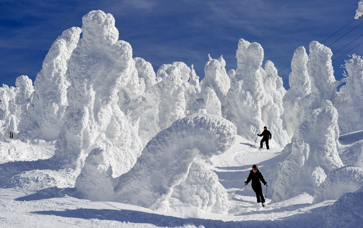 2 Personen Stehen Tagsüber Auf Schneebedecktem Boden in Der Nähe Des Schneebedeckten Berges. Wallpaper in 4032x2536 Resolution