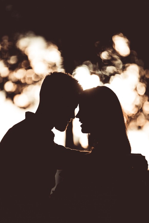 Image romance, couple, kiss, silhouette, love