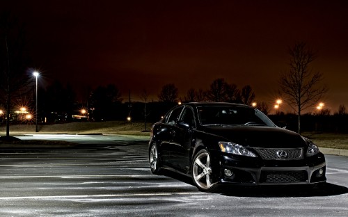 Image black mercedes benz c class on road during night time