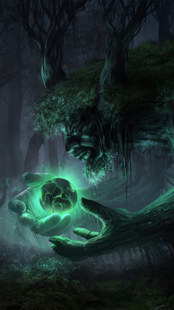 Image green and white abstract painting