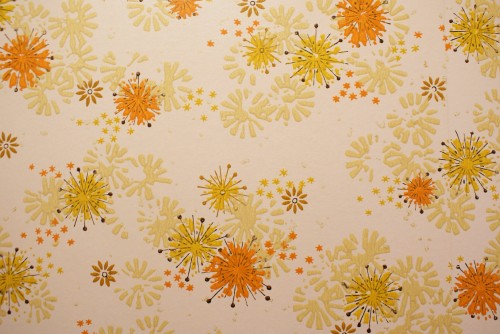 Image white and yellow floral textile