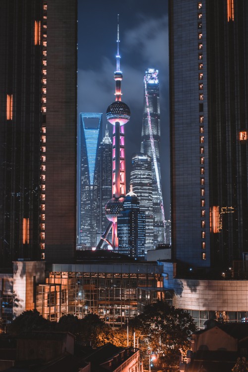 Image city skyline during night time