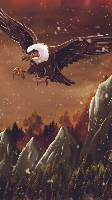 Image white and brown bird flying over green plant