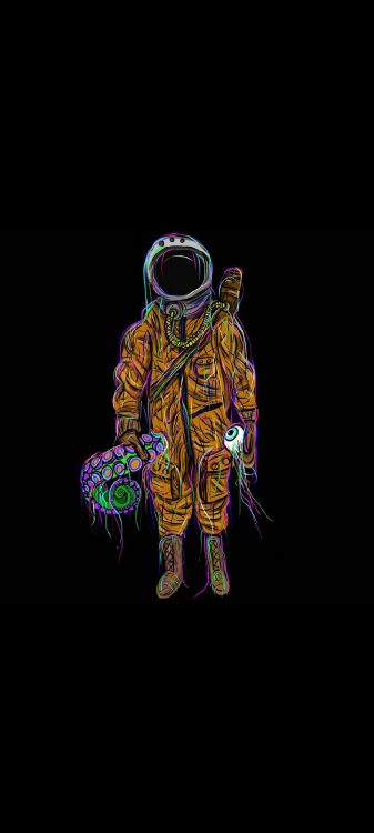 Astronauta, Amoled, Cerdo Naranja, Dibujo, Artes Visuales. Wallpaper in 1080x2400 Resolution
