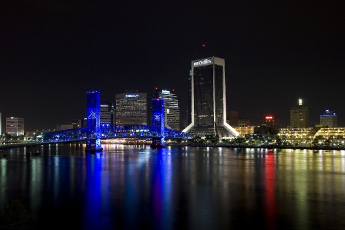 Image city skyline during night time