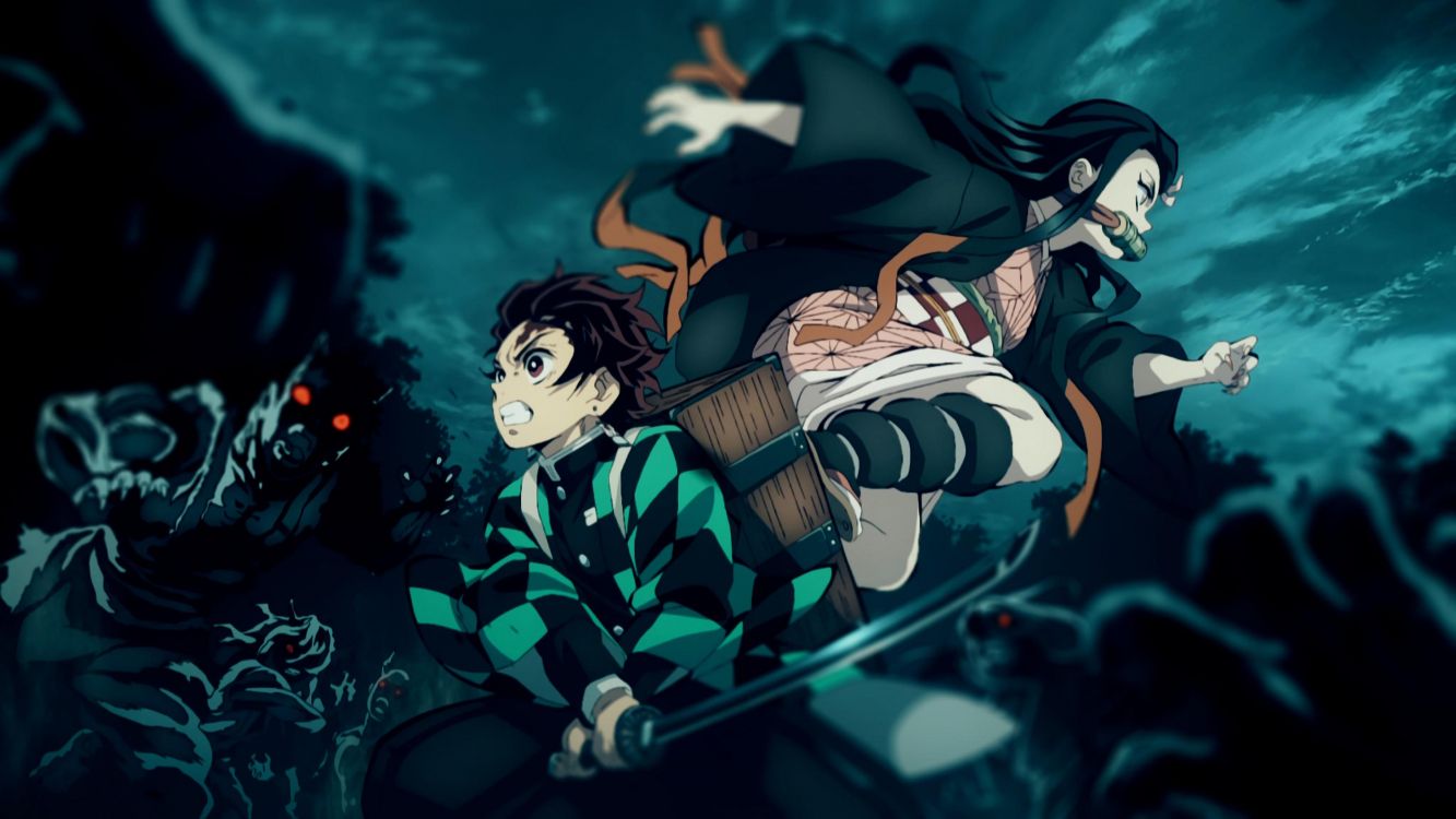 恶魔杀手kimetsu no Yaiba, Shnen漫画, 套, 卡通, Azure 壁纸 3840x2160 允许