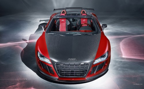 Image red audi r 8 in a white room