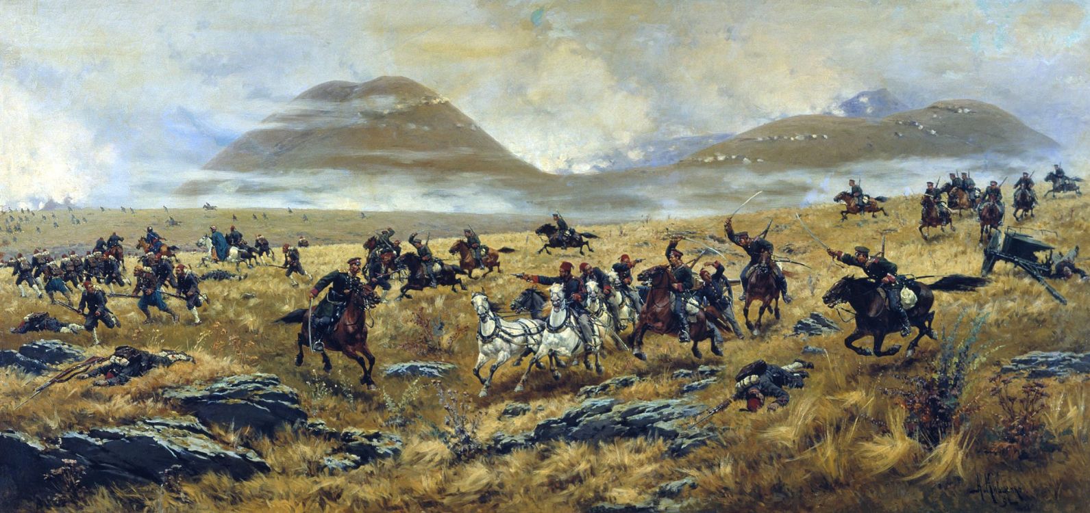 herd, painting, battle, ecoregion, steppe