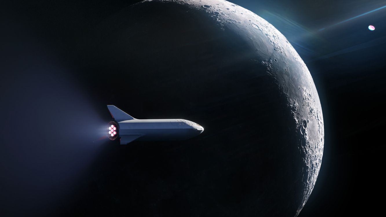 SpaceX, 航天器, 登陆月球, 外层空间, 气氛 壁纸 3840x2160 允许