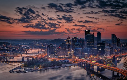 Image city skyline during night time