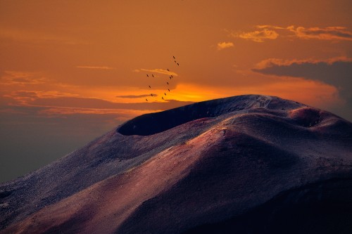 Image volcano, nature, cloud, horizon, sunset