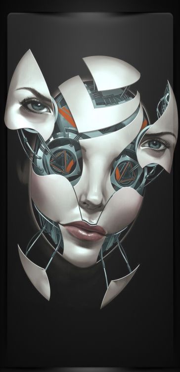 Robot, Ceja, Boca, Arte, Arnés. Wallpaper in 1080x2220 Resolution