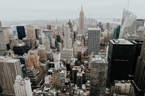 Image aerial view of city buildings during daytime