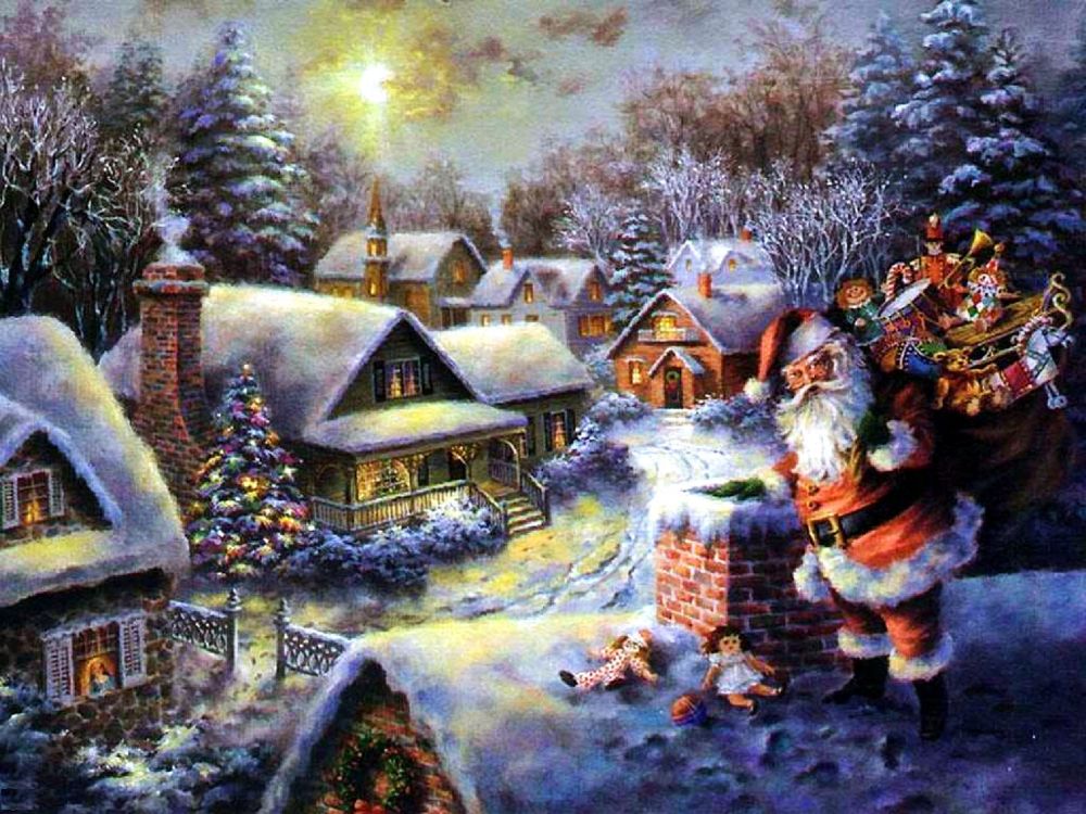 Santa Claus, Le Jour De Noël, Hiver, Neige, de la Musique de Noël. Wallpaper in 2560x1920 Resolution