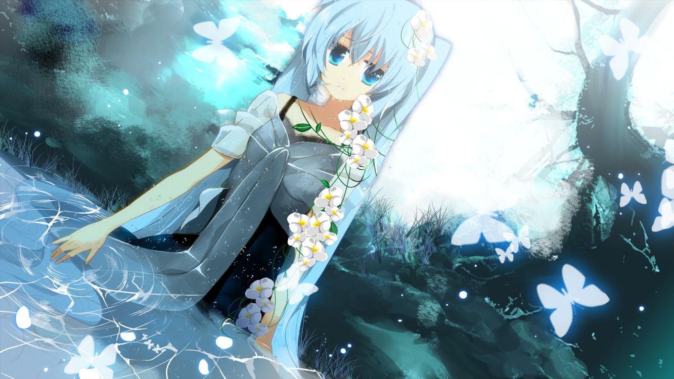 初音未来, 艺术创作, 天空, 蓝色的头发, 水下 壁纸 2000x1125 允许
