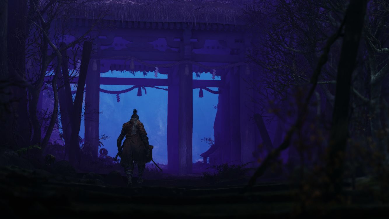 Sekiro: Shadows Die Twice, Azul, Morado, Ambiente, Gamer. Wallpaper in 2060x1159 Resolution