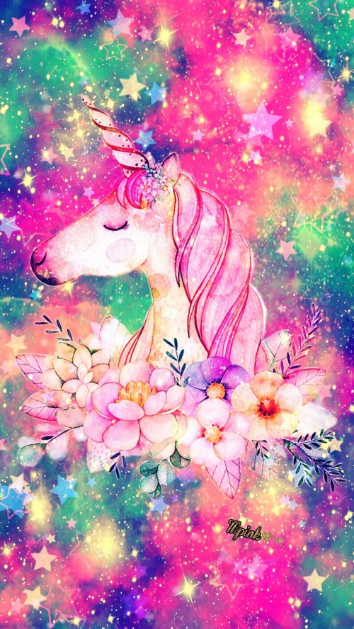 Image white and pink horse painting