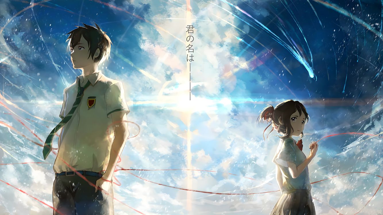 Mitsuha Miyamizu, 动画片, 动画, 海报, 图形设计 壁纸 7680x4320 允许