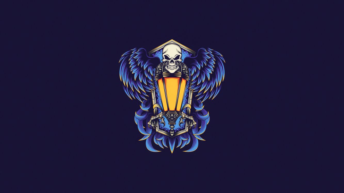 Logo Dragon Doré et Bleu. Wallpaper in 3840x2160 Resolution