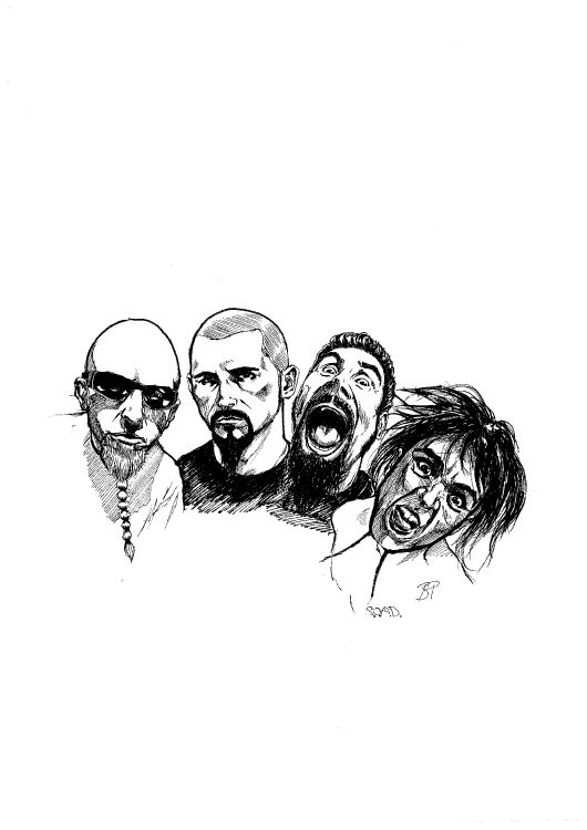 System Of A Down, Portrait, Musical-ensemble, Zeichnung, Skizze. Wallpaper in 3306x4676 Resolution