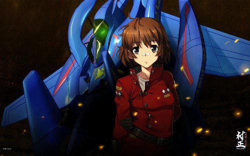 Image woman in red and blue long sleeve shirt anime character