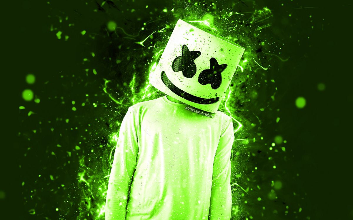 DJ Marshmello, Startseite, Gr, Gelb, Illustration. Wallpaper in 3840x2400 Resolution