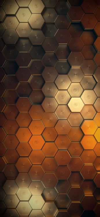 Mur, Illustration, Hexagone, Brown, Ambre. Wallpaper in 1080x2340 Resolution