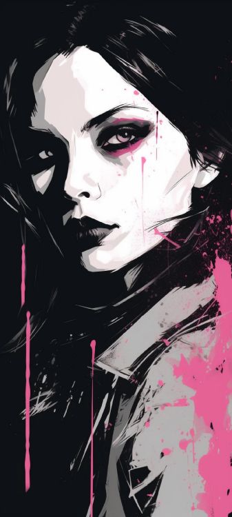 Illustration, Kunst, Portrait, Malerei, Poster. Wallpaper in 1080x2400 Resolution