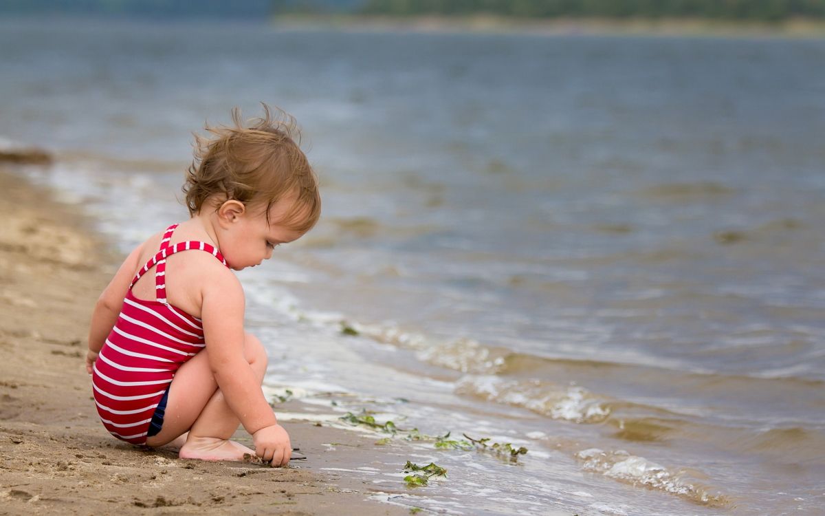 beach, sea, child, vacation, fun