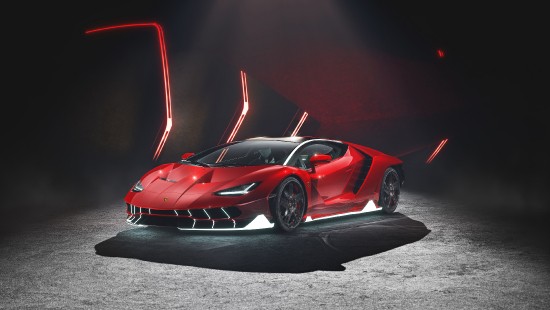 Image red ferrari 458 italia on black background