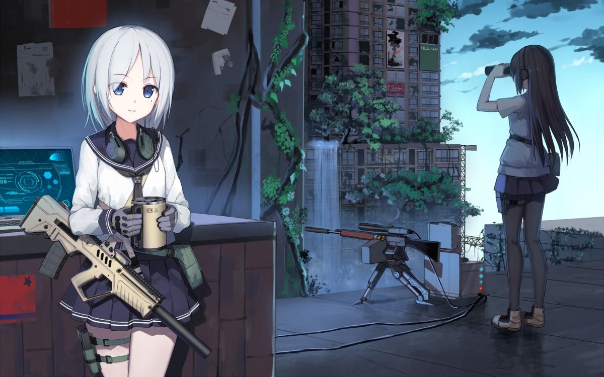 女孩, 武器, 大炮, 枪, 女性 壁纸 1920x1200 允许