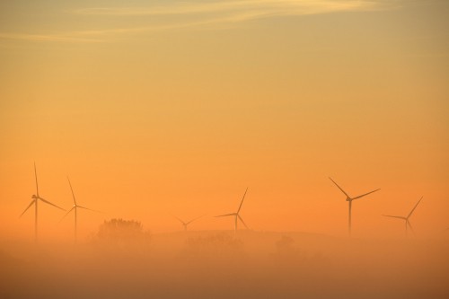 Image silhouette of electric post during sunset