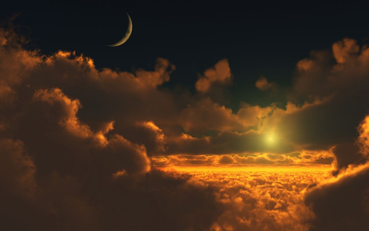 Nuages Blancs et Lune Pendant la Nuit. Wallpaper in 2560x1600 Resolution