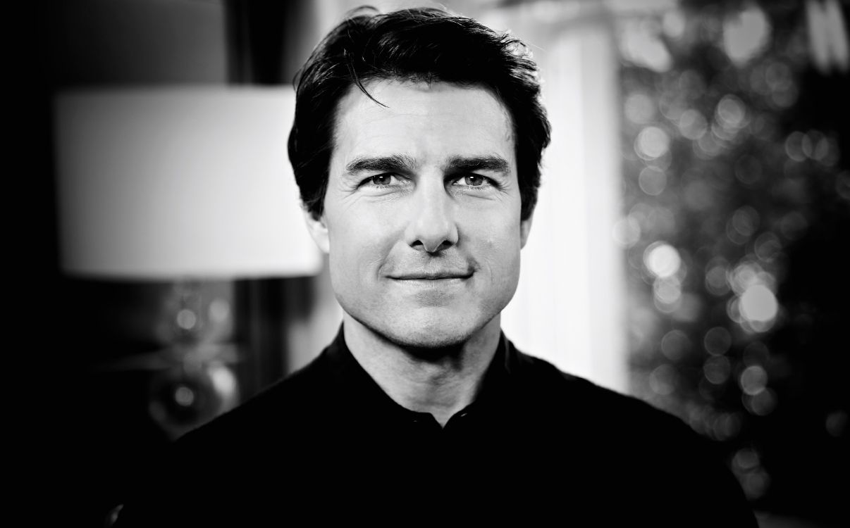 Tom Cruise, Noir et Blanc, Portrait, Face, Menton. Wallpaper in 5760x3582 Resolution