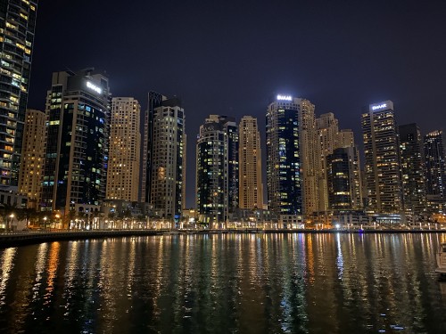 Image dubai, Dubai Marina, tower block, night, metropolis